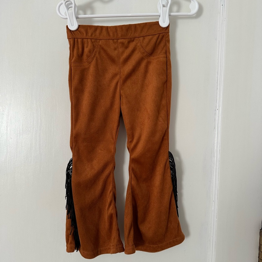 Fringe Southwest Style Flare Pants in Sienna Brown, so soft Bailey’s Blossoms 2T - Picture 2 of 8